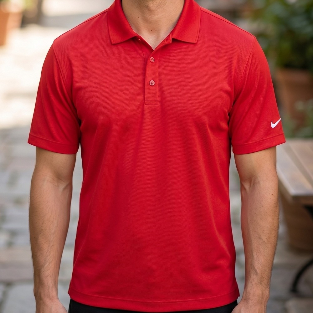 Nike Golf Mens Dri-Fit Short Sleeve Polo Shirt Red Embroidered Swoosh Logo XL